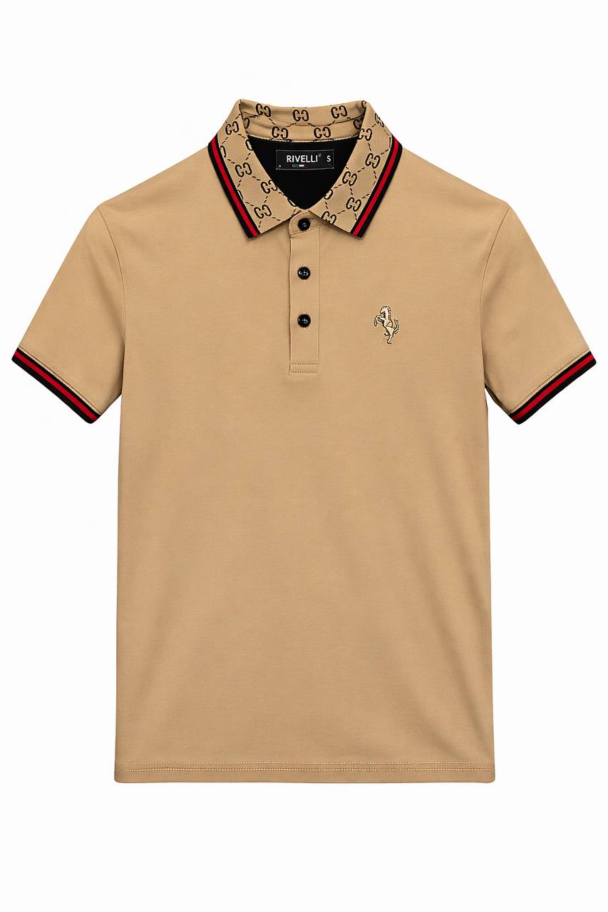 Beige Signature Collar Polo Shirt