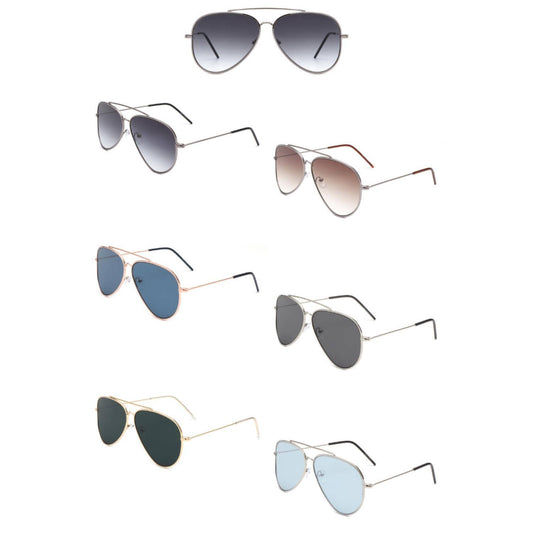Classic Brow-Bar Retro Fashion Aviator Sunglasses
