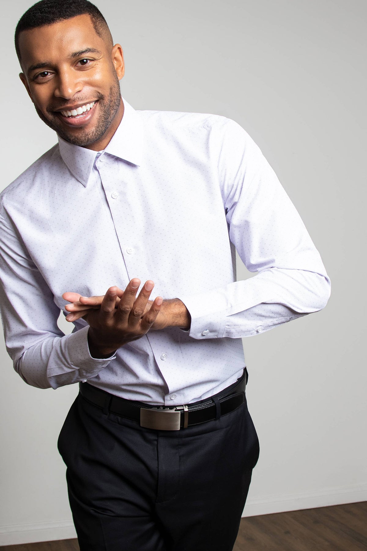 Evan Slim Fit Aqua Purple Men's Dress Shirt by Alynn