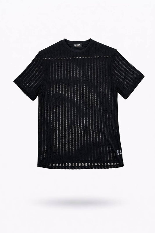 Men’s Black Textured Mesh T-Shirt