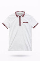 White Signature Pattern Polo Shirt