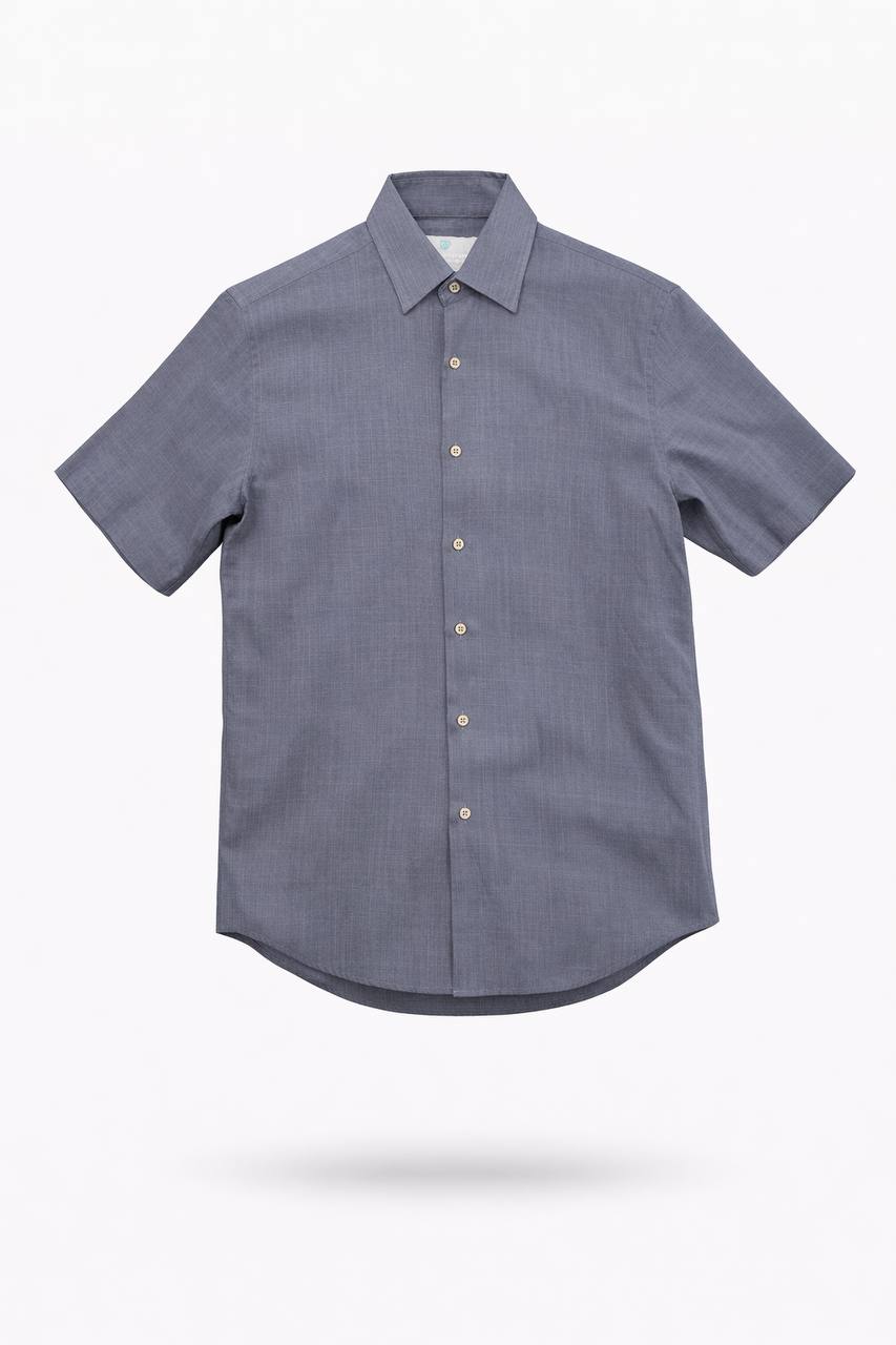 Men’s Blue Short Sleeve Button-Up Shirt