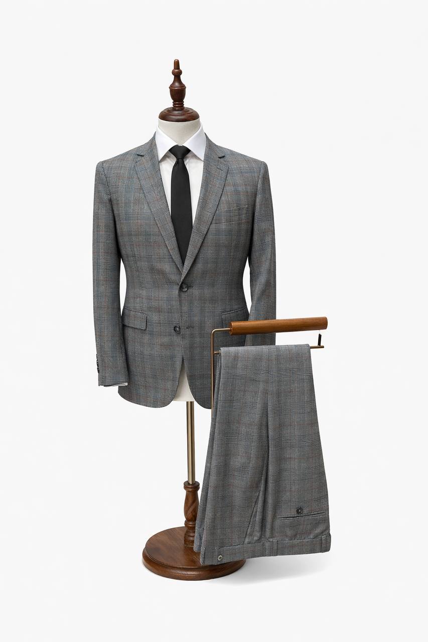 Men’s Grey Plaid Suit