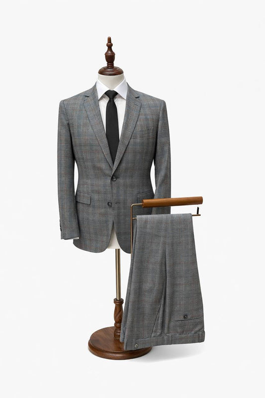 Men’s Grey Plaid Suit