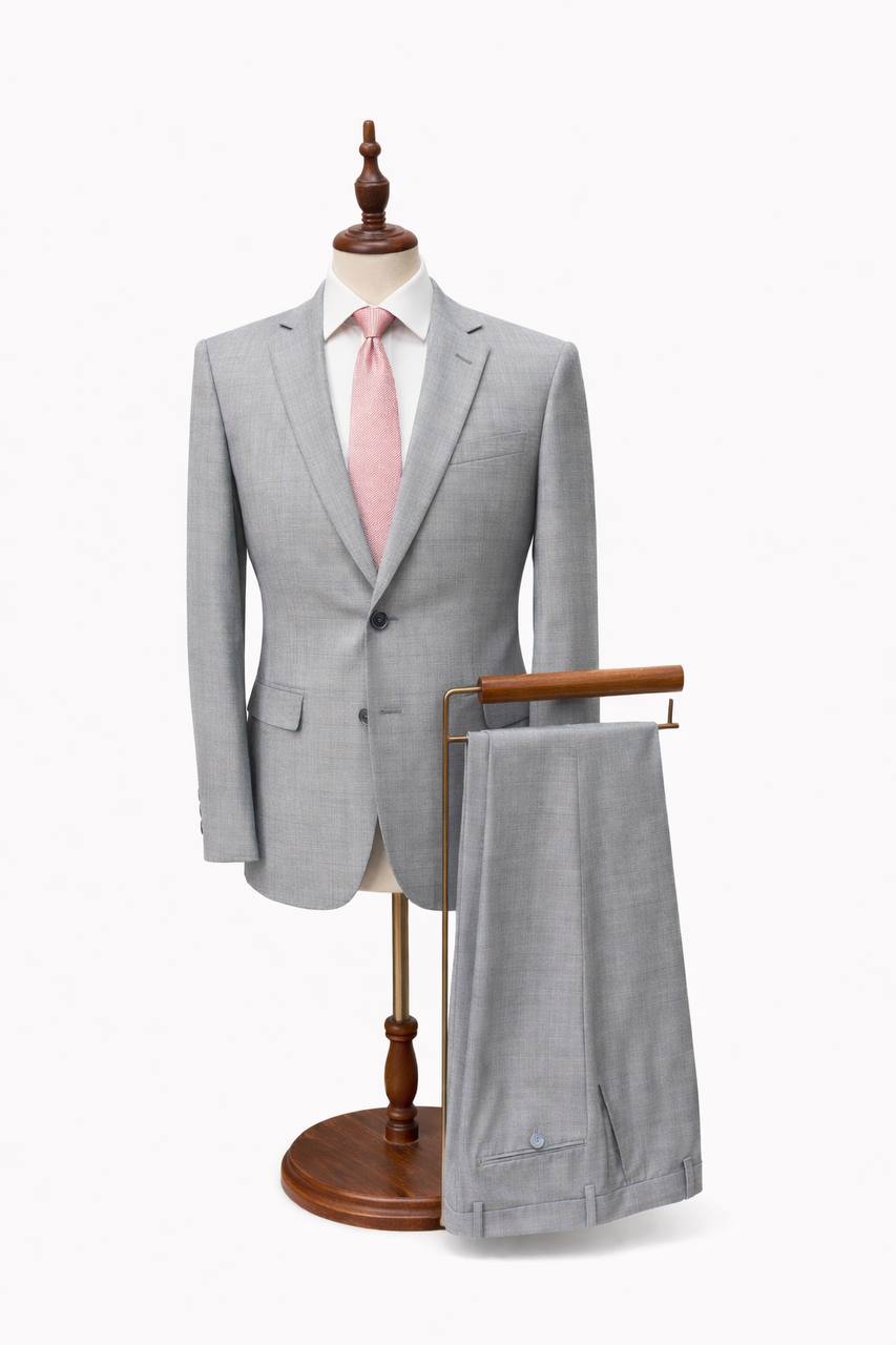 Light Grey Pattern Slim Fit Suit