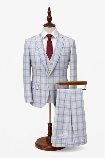 Light Grey Check Slim Fit Suit