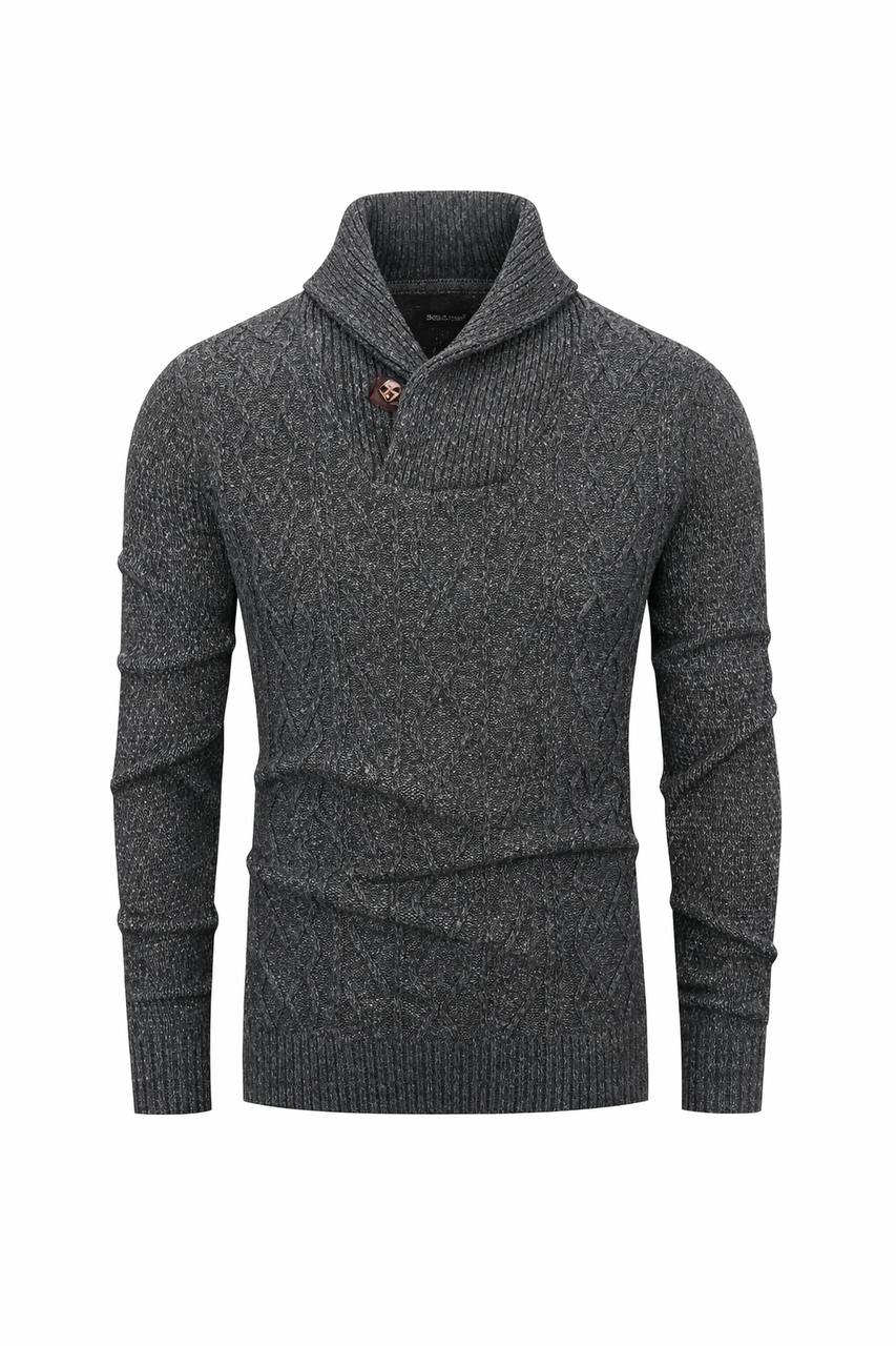 Men’s Cable Knit Shawl Collar Sweater