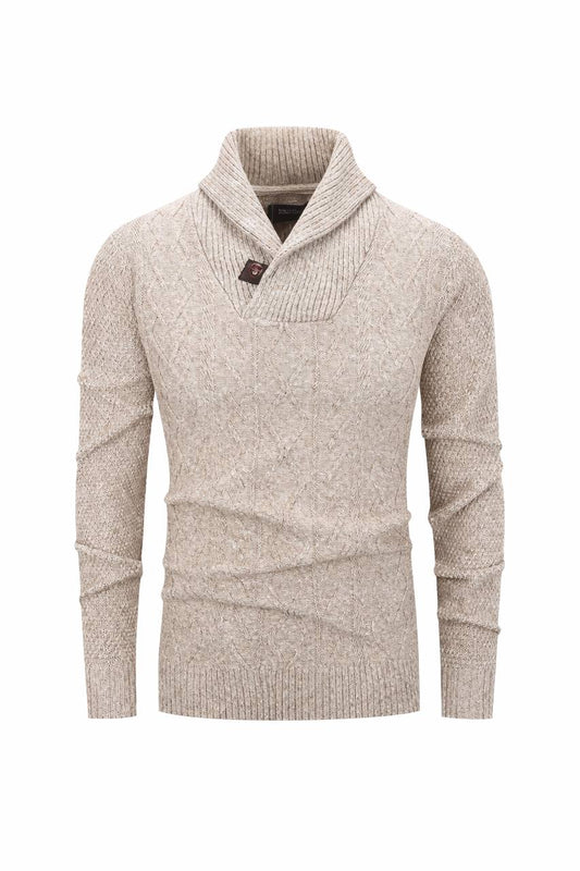 Men’s Cable Knit Shawl Collar Sweater